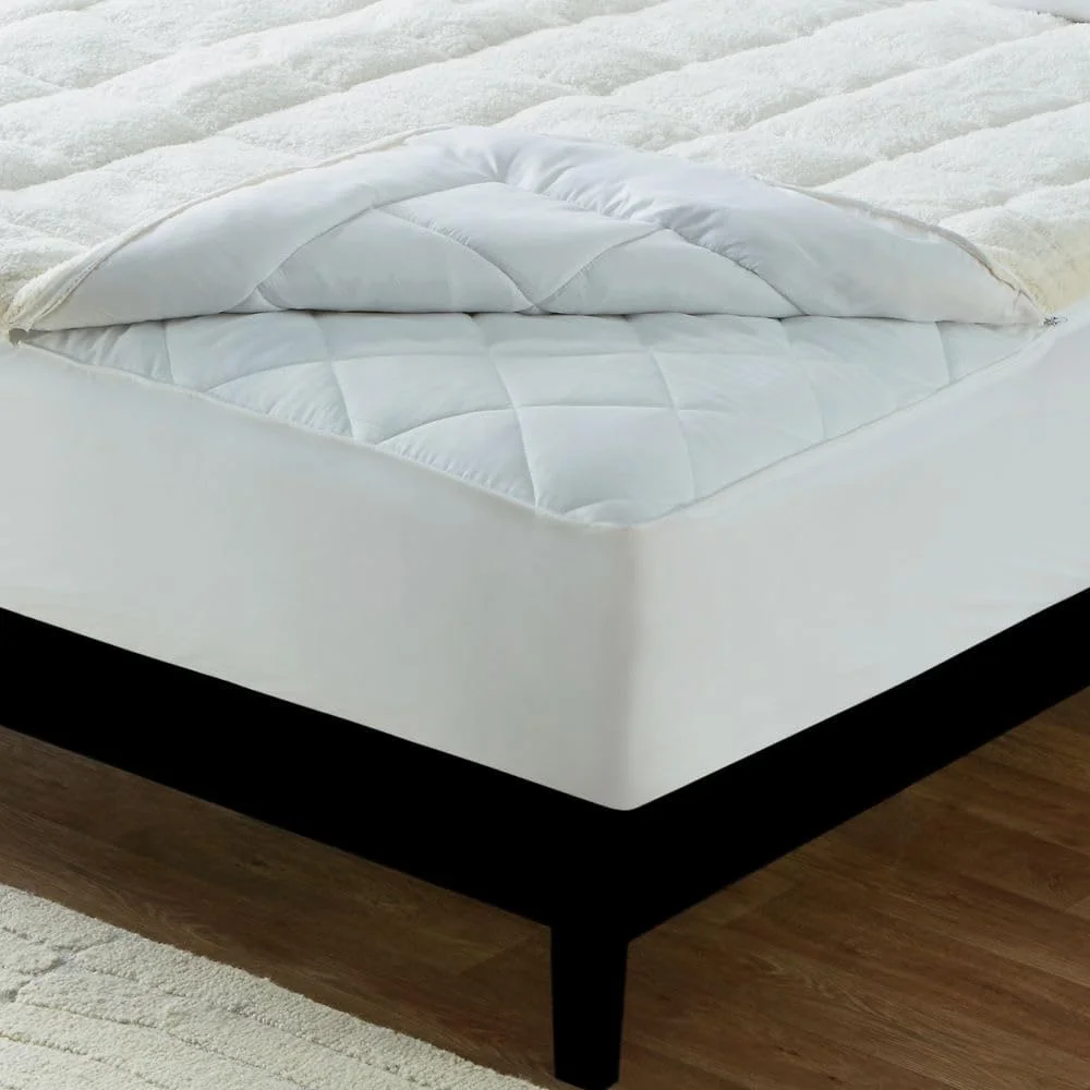 Reversible  Mattress Topper King Polyester Ivory