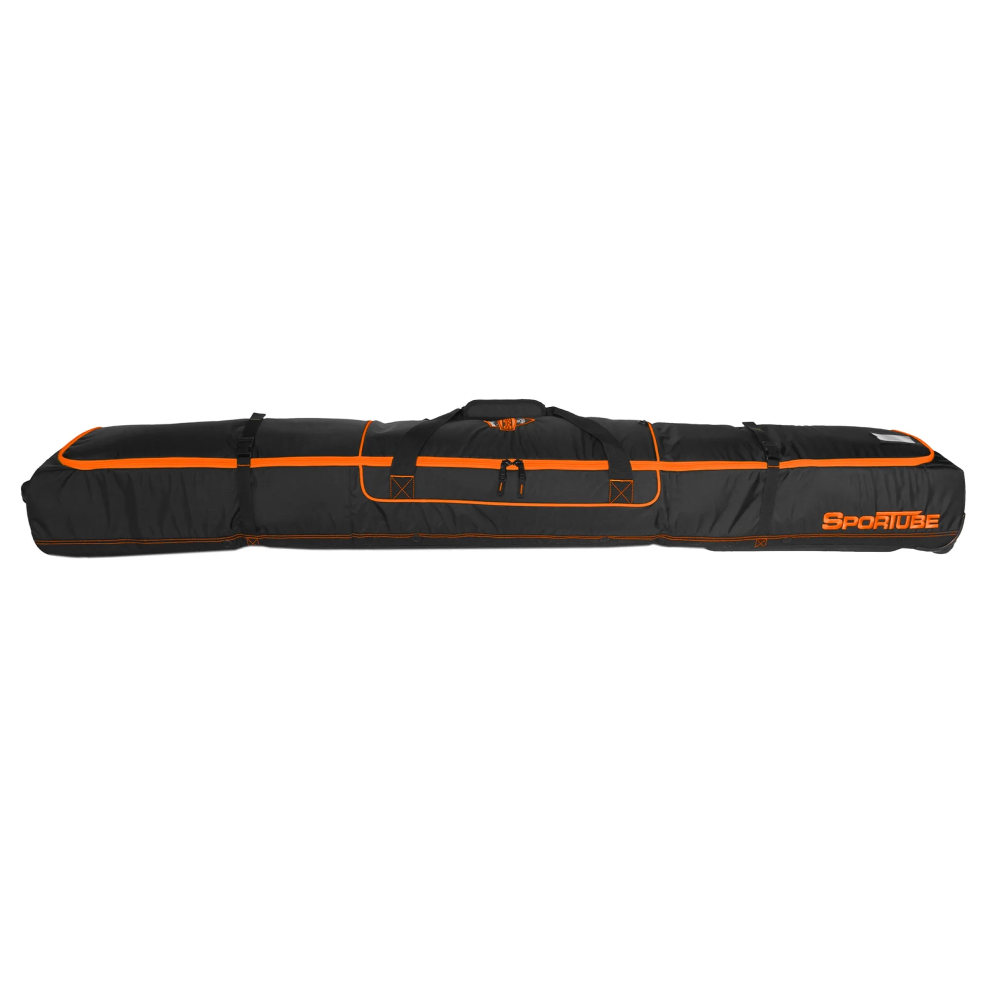 Sportube Wheeled Padded 3 Pair Ski Shield/2 Snowboard Bag, Black/Orange
