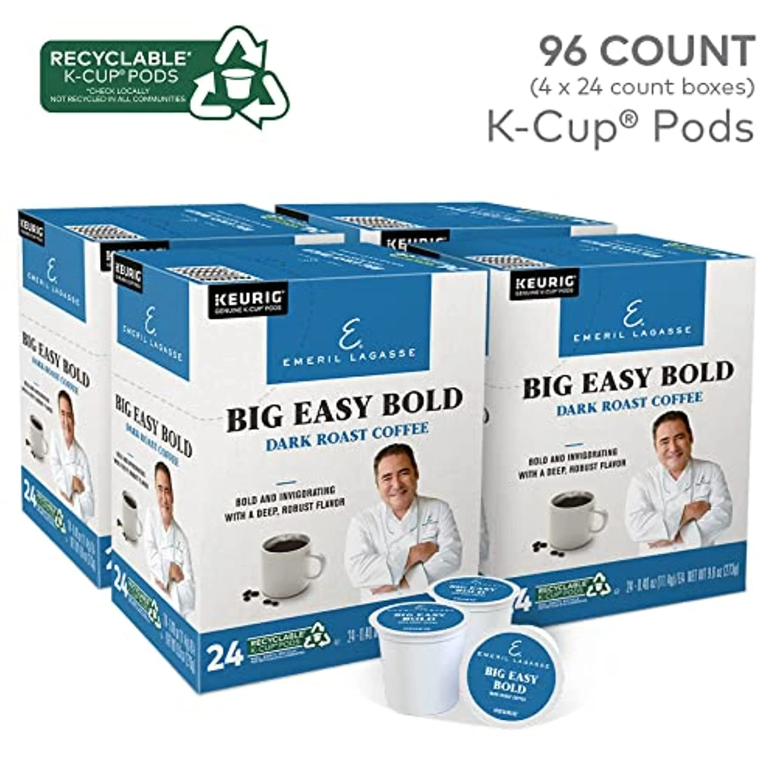 Emeril Big Easy Bold, Single-Serve Keurig K-Cup Pods, Dark Roast Coffee, 96 Count