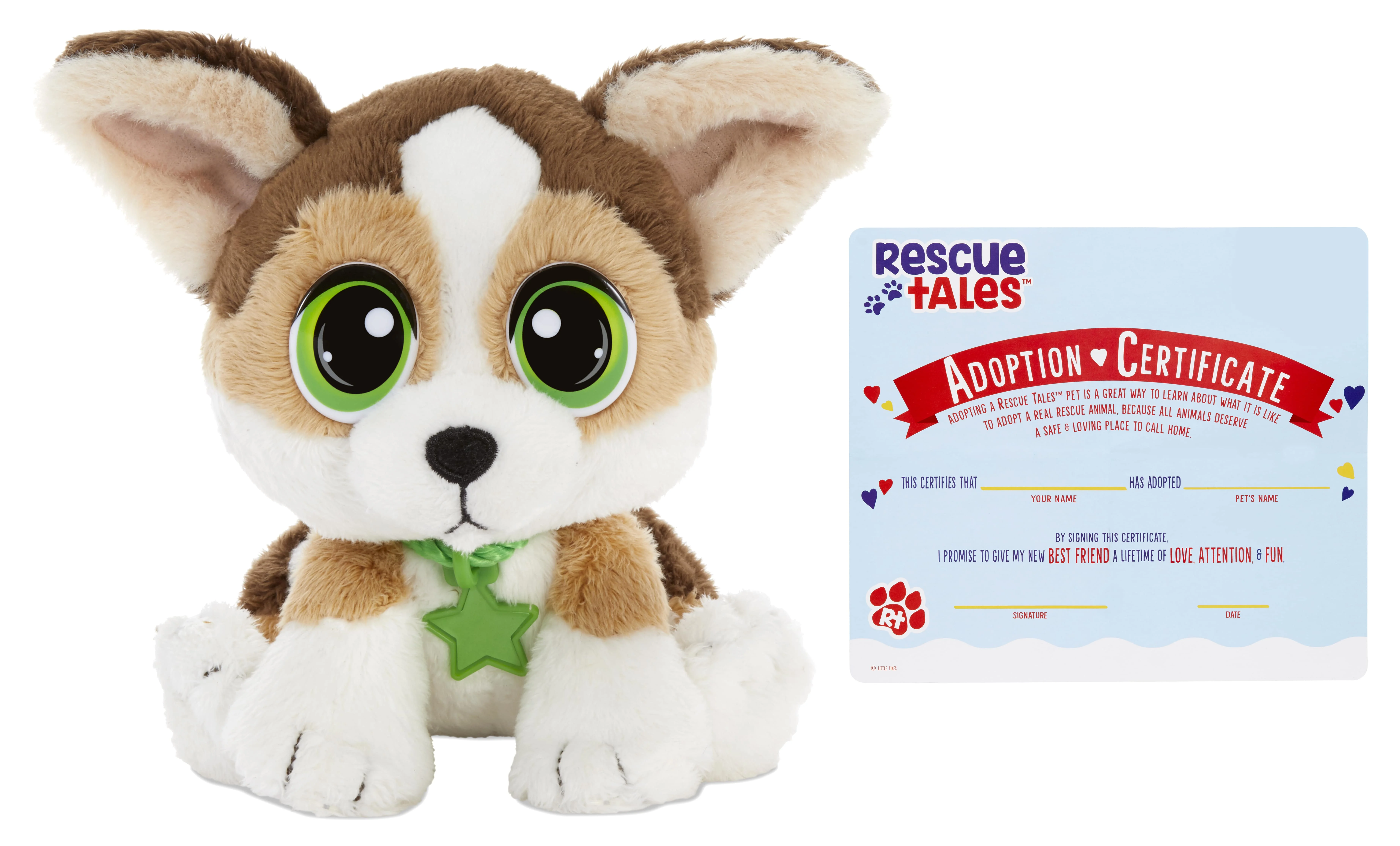 Little Tikes Rescue Tales Babies Corgi Plush Toy with Collar, Tag, Doghouse, Stickers, Activities