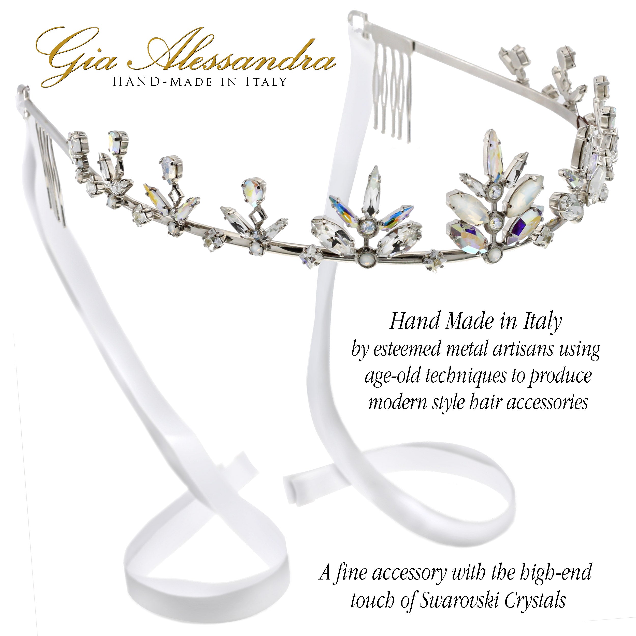 GA262 Silver Wedding Bridal Tiara With Swarovski Crystals
