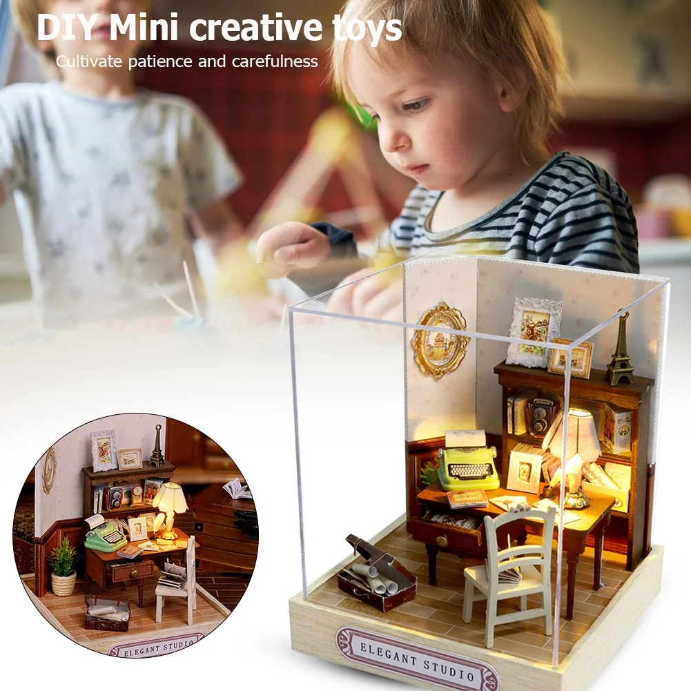 YFMHA Mini Cute Doll House Cabin Model Friend Birthday Gift Assembling DIY Toy Kits