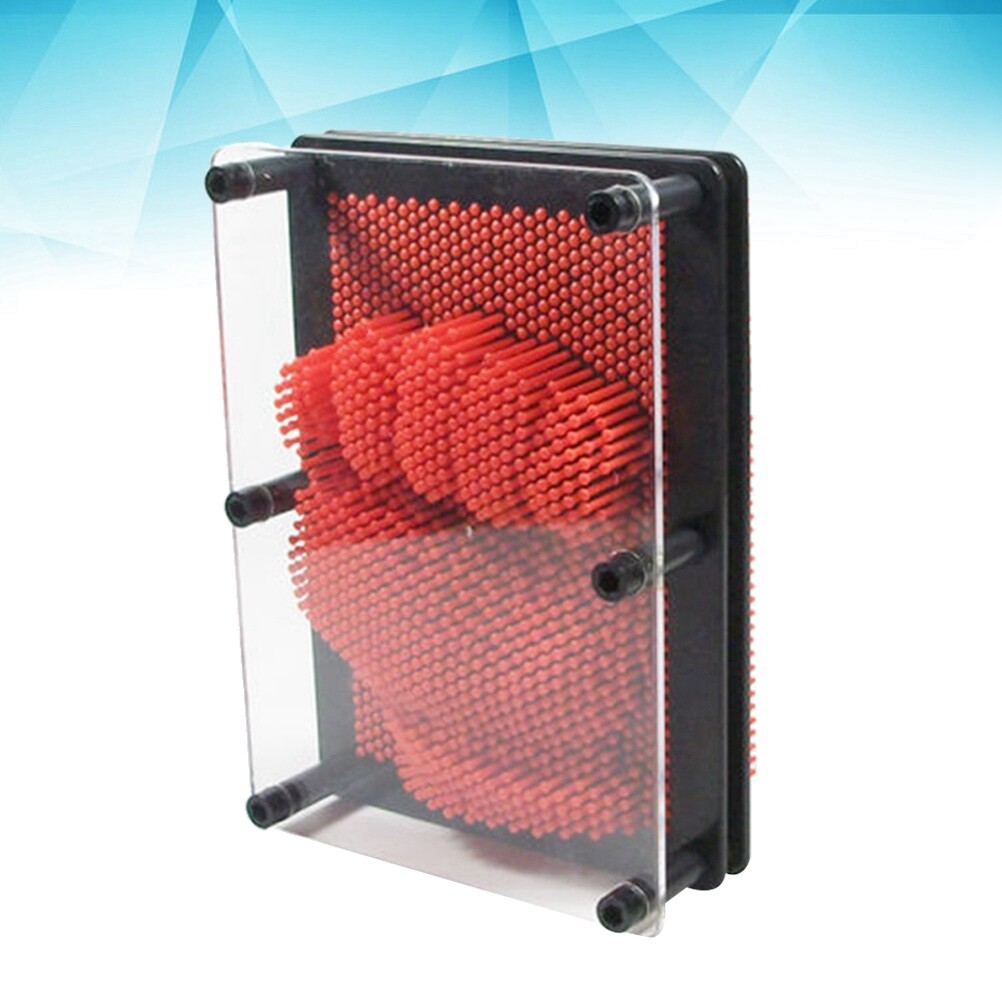 Homemaxs Classic 3-Dimensional Pin Art Board Metal Silver Toy Learning Gift for Sculptures- Large Size (Red)