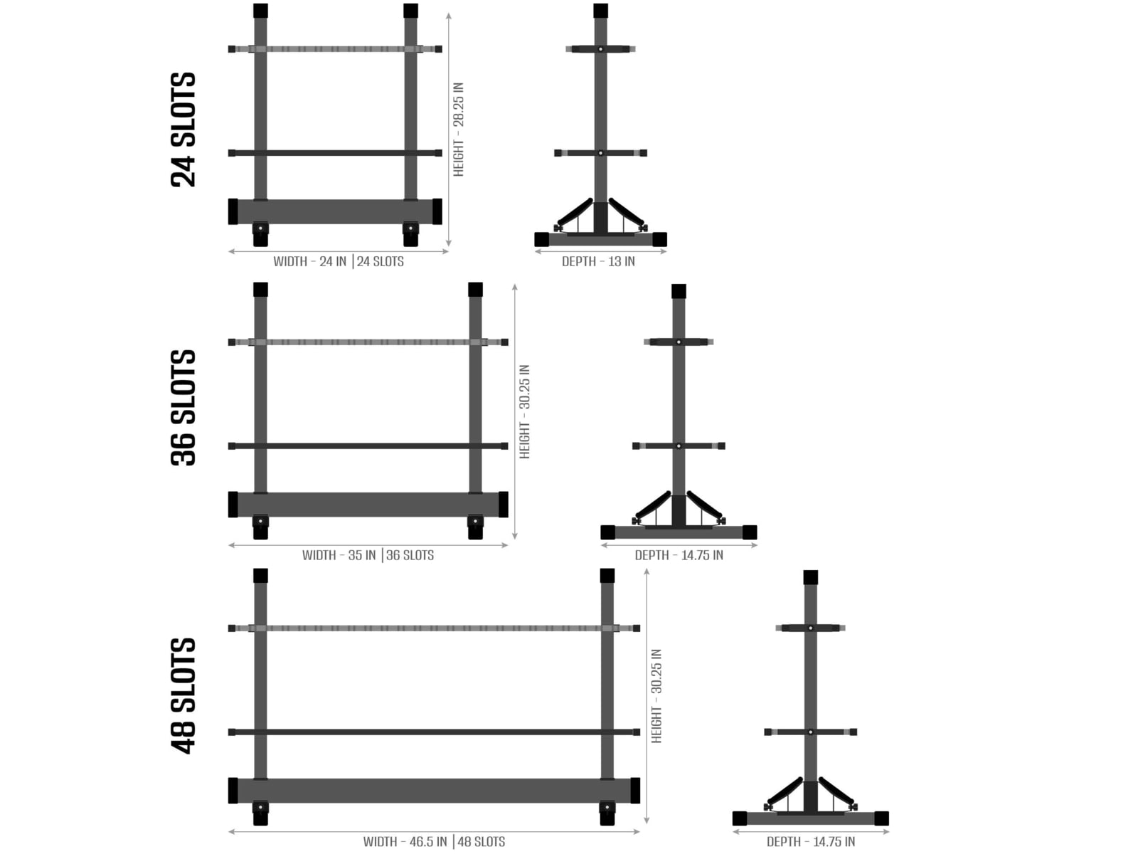 Savior Equipment Aluminum Fishing Rod Rack, 48 Slot, Gunmetal Grey, 46.5in x 30.