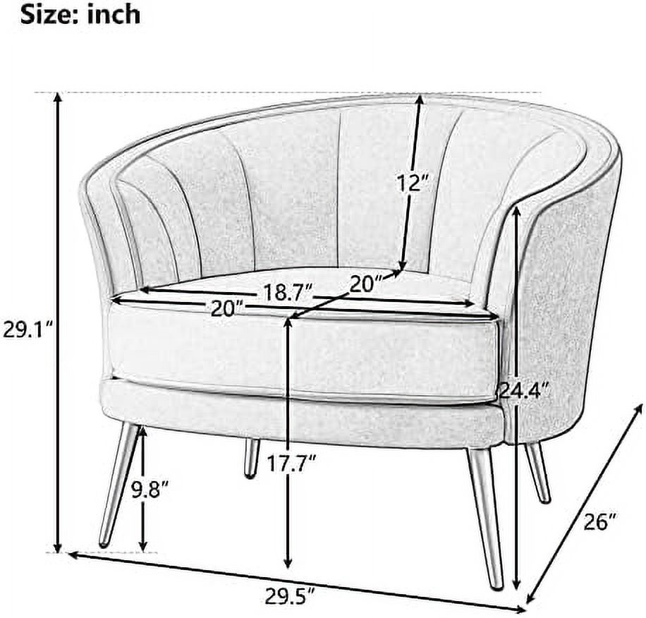 NLIBOOMLife Harper & Bright Designs Modern Velvet Accent Barrel Chair Leisure Accent Chair Living Room Upholstered Armchair Vanity Chair for Bedroom Meeting Room