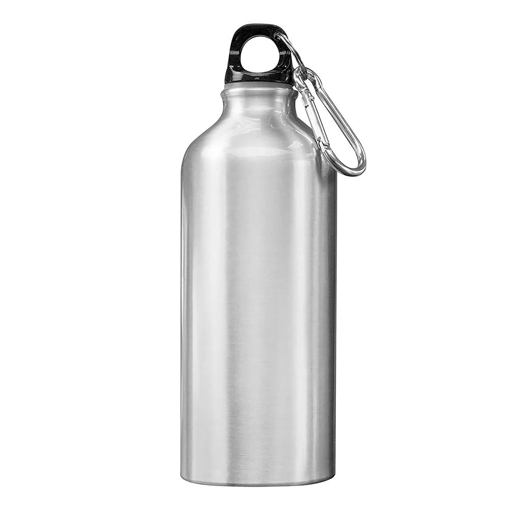 INTSUPERMAI 10pcs 600ml Aluminum Water Bottles Silver with Carabiner Hook for Sublimation Transfer Printing