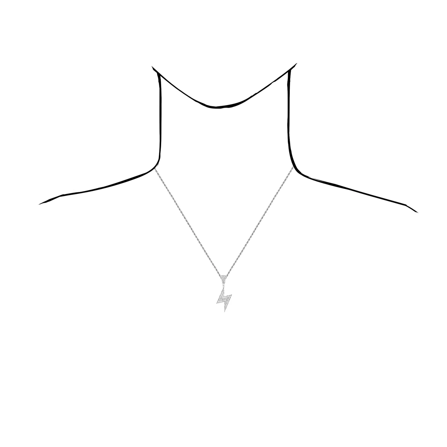 0.50CTW Natural Diamond Sterling Silver Lightning Bolt Pendant 1.7