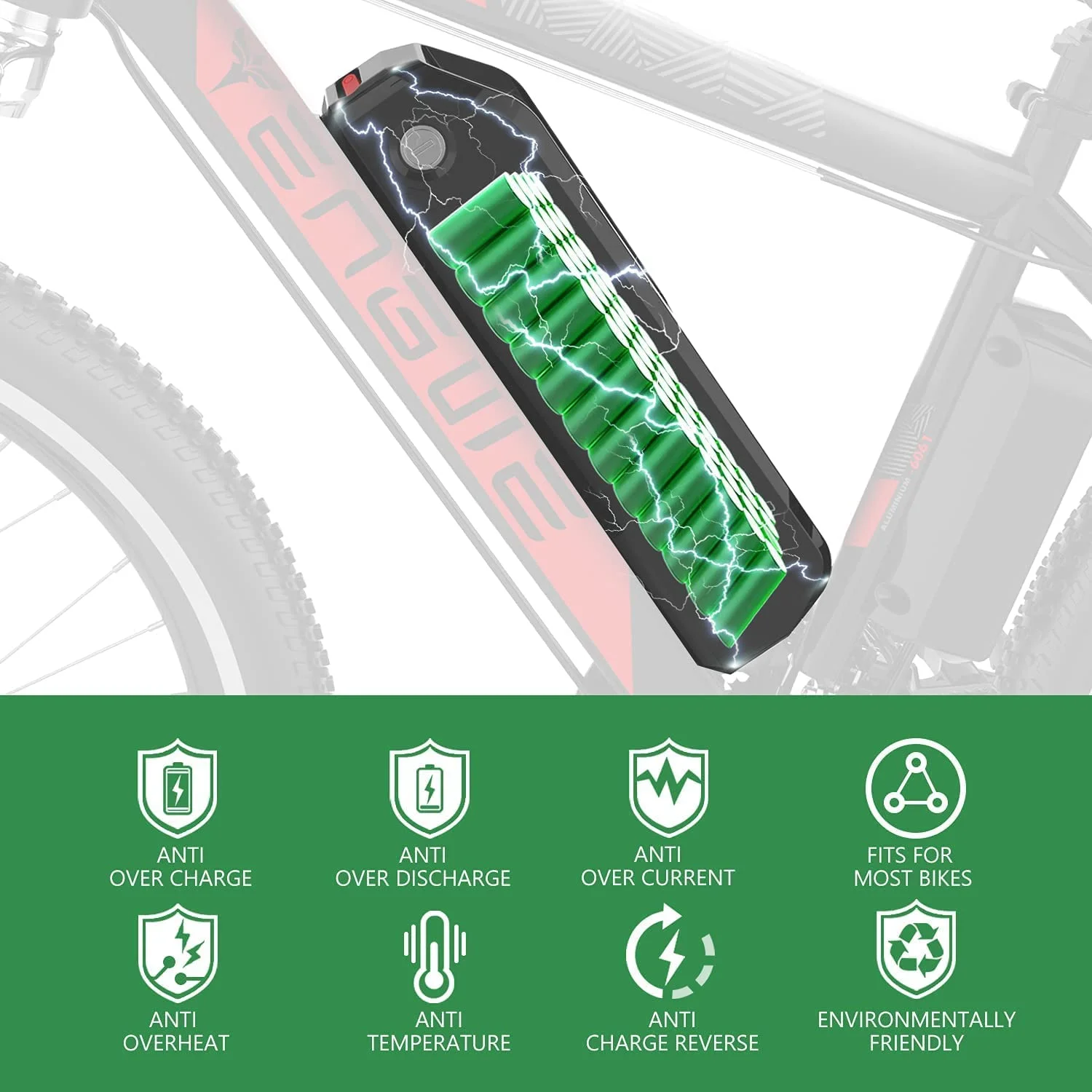 Engwe Ebike for Adults  Hlbattery-48V13AH Battery,14.37 in Length, 3.54 in Width,4.33 in Height