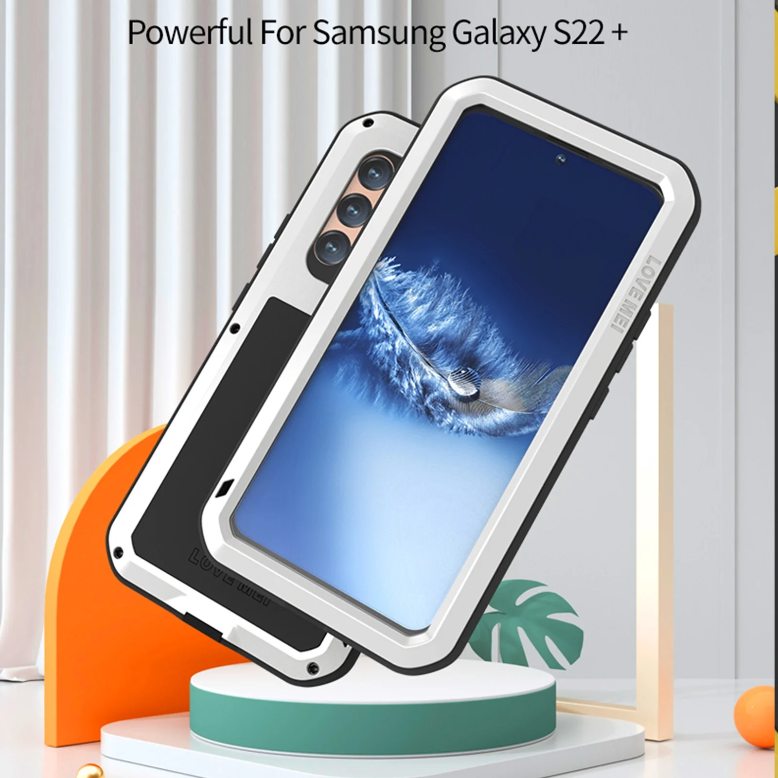 Samsung S22 Case Metal Bumper Silicone Case Galaxy S22 Cover Built-in Screen Protector Gorilla Glass Hybrid Military Shockproof Heavy Duty Rugged For Samsung Galaxy S22, White