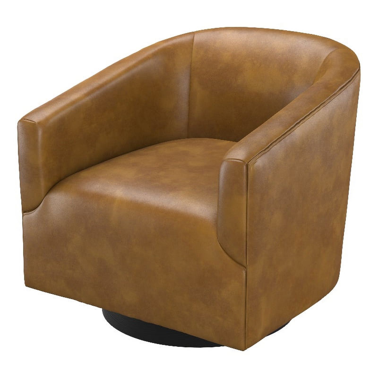 Home Square Wood Base and Faux Leather Swivel Chair in Camel Brown - Set of 2