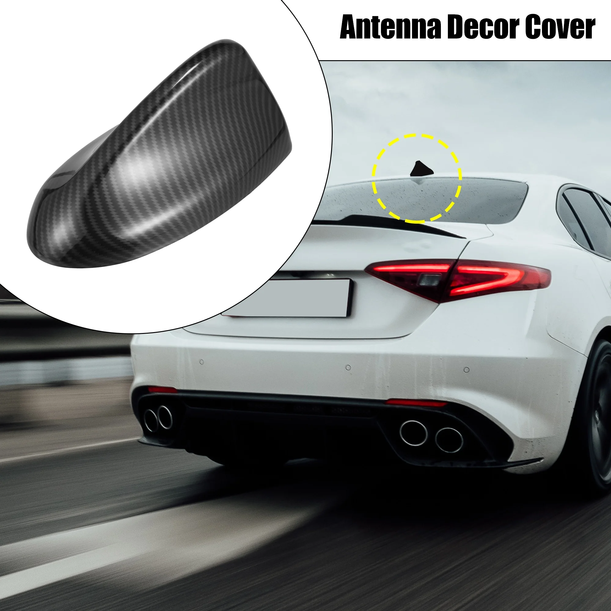 Black Carbon Fiber Pattern Car Shark Fin Shape Antenna Roof Aerial Cover Trim for Alfa Romeo Giulia Stelvio
