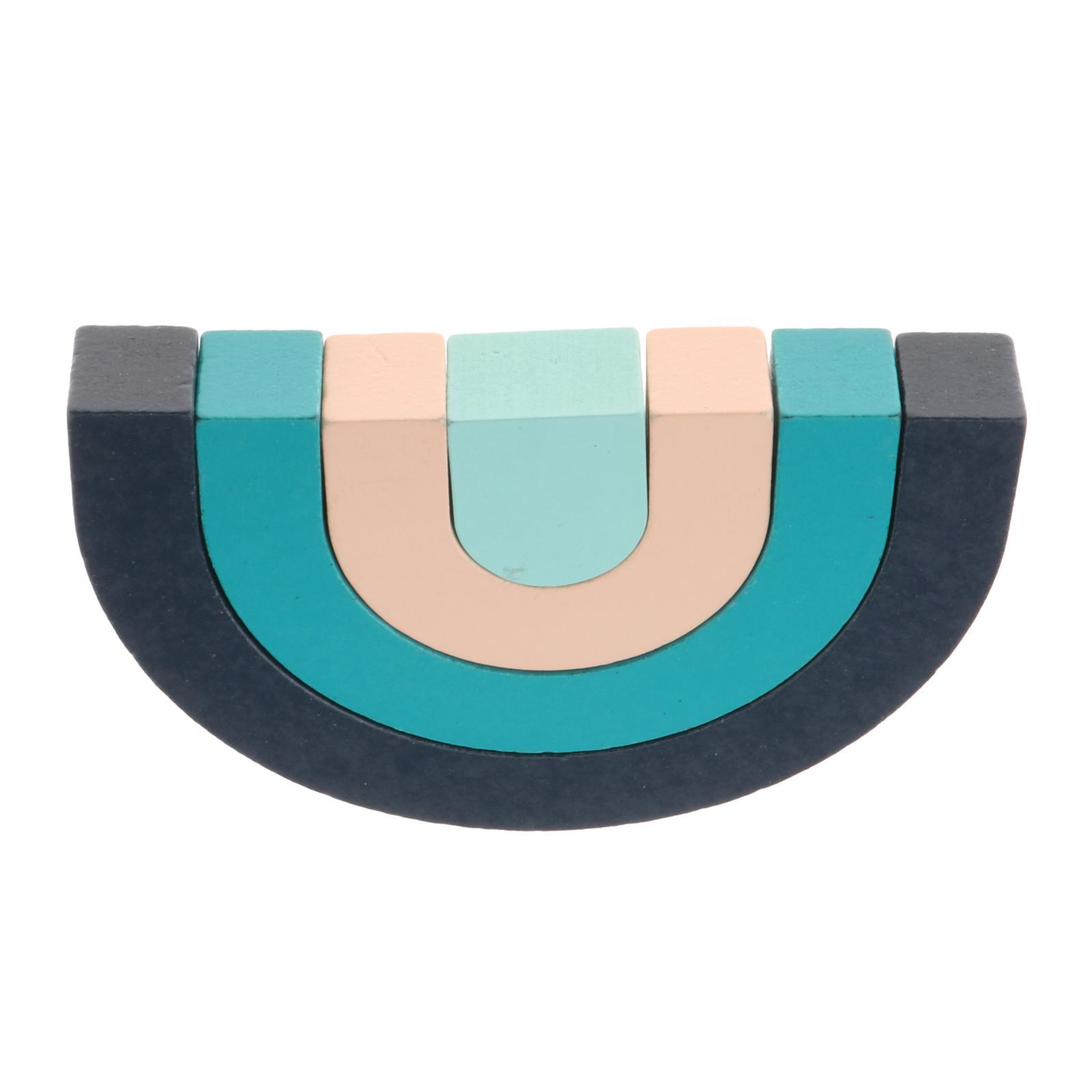 Wooden Rainbow Stacker 4Pcs Game Nesting Puzzles Building Blocks for Baby Toddlers -