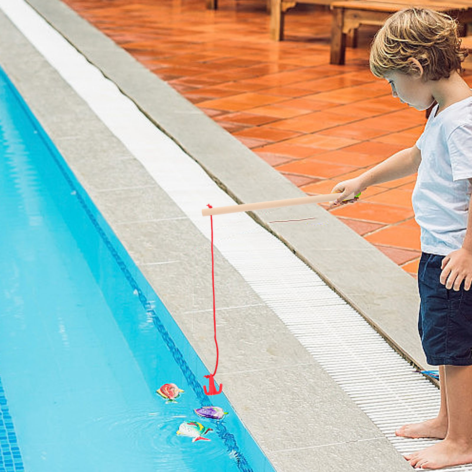 4pcs Children Fishing Rods Magnetic Design Wood Fishing Poles Kids Educational Toys