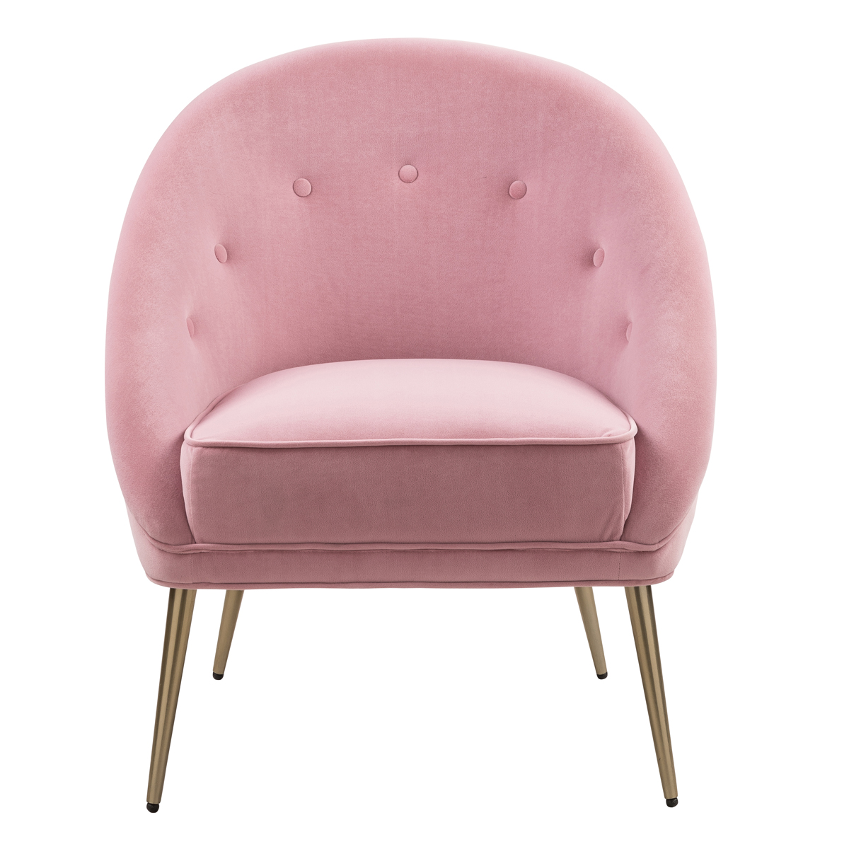 Modern Velvet Barrel Chair Accent Armchair with Golden Legs, Tufted Back Club Chair for for Living Room Bedroom Home Office, Pink