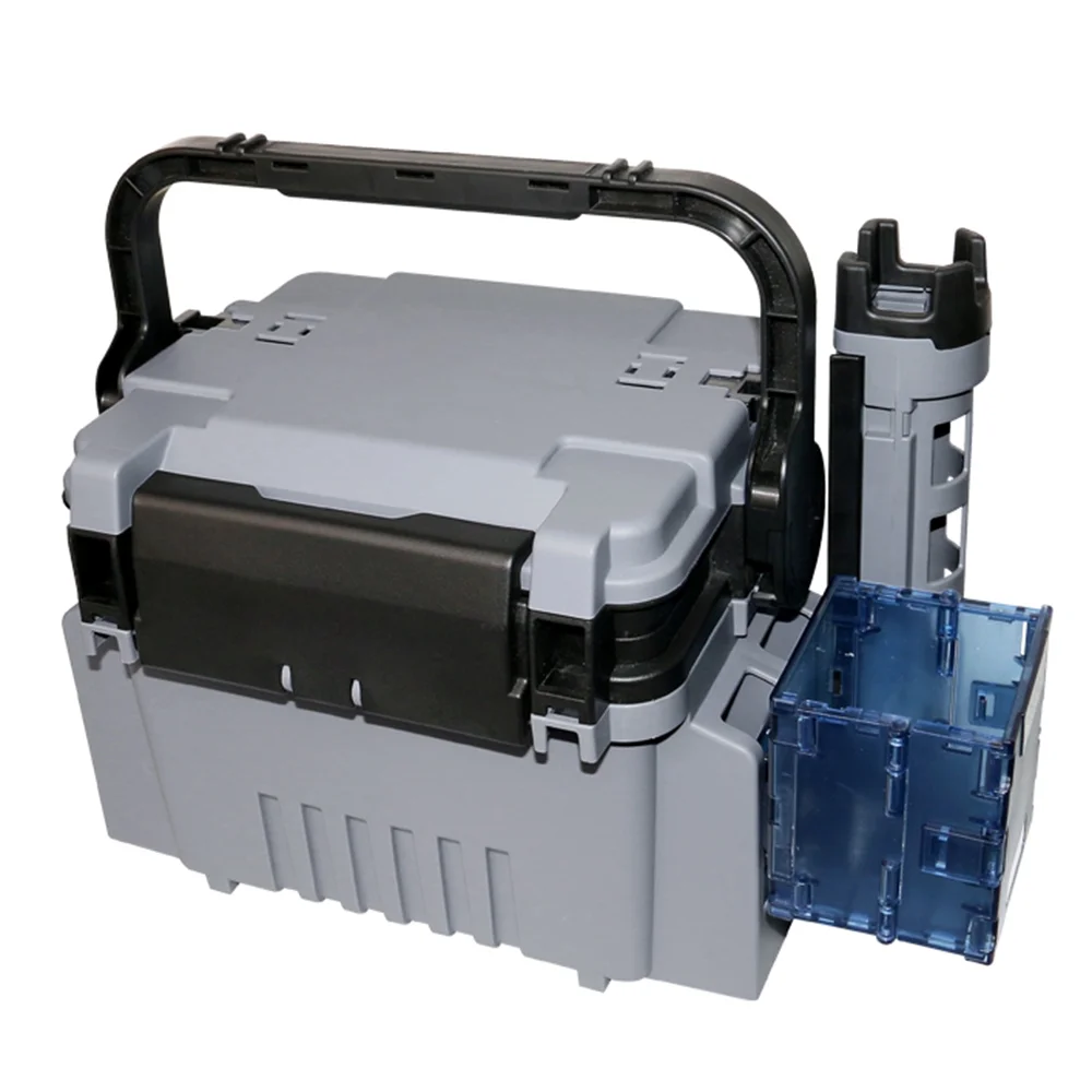 Aibecy Fishing Box Travel Fishing Case Box with Bottle Holder and Rod Stands Tubes