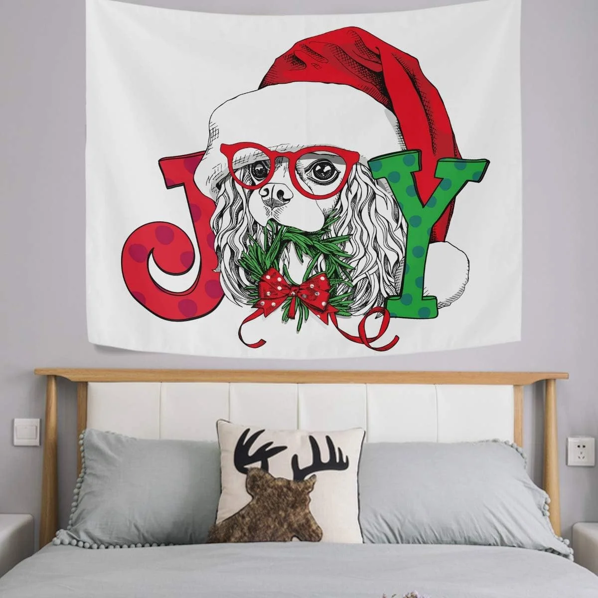 Hyjoy Tapestry Rainbow Dogs Paw Footprints Black Tapestry Wall Hanging Decorative Wall Tapestries Wall Art Wall&nbsp;Blanket&nbsp;Bedding Tapestry for Bedroom Living Room Dorm Home Decor 60