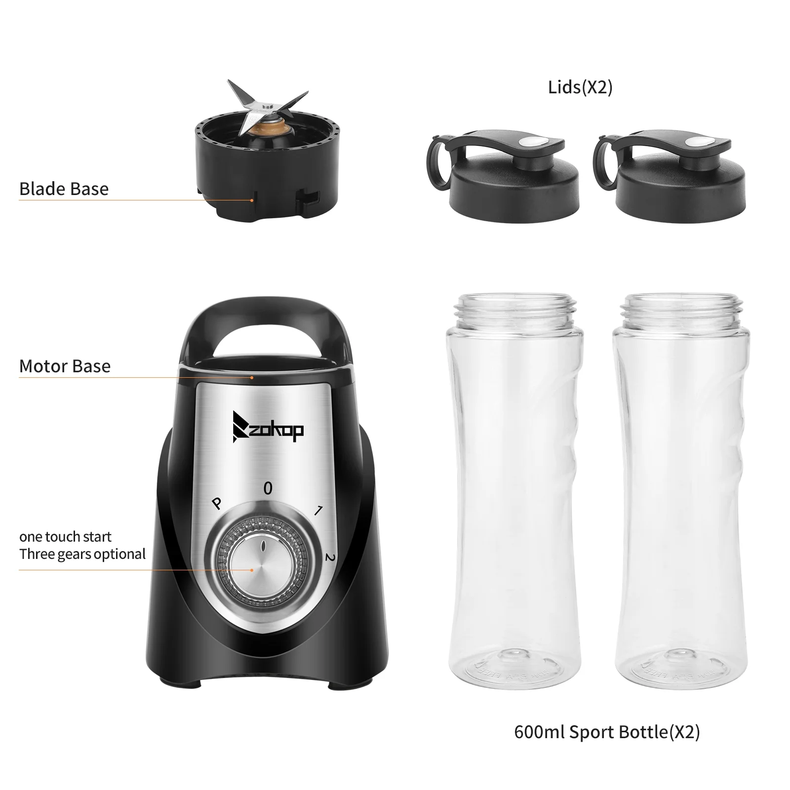 KAPAS Mini Smoothie & Juice Blender,  Personal Size Blender for Shakes and Smoothies