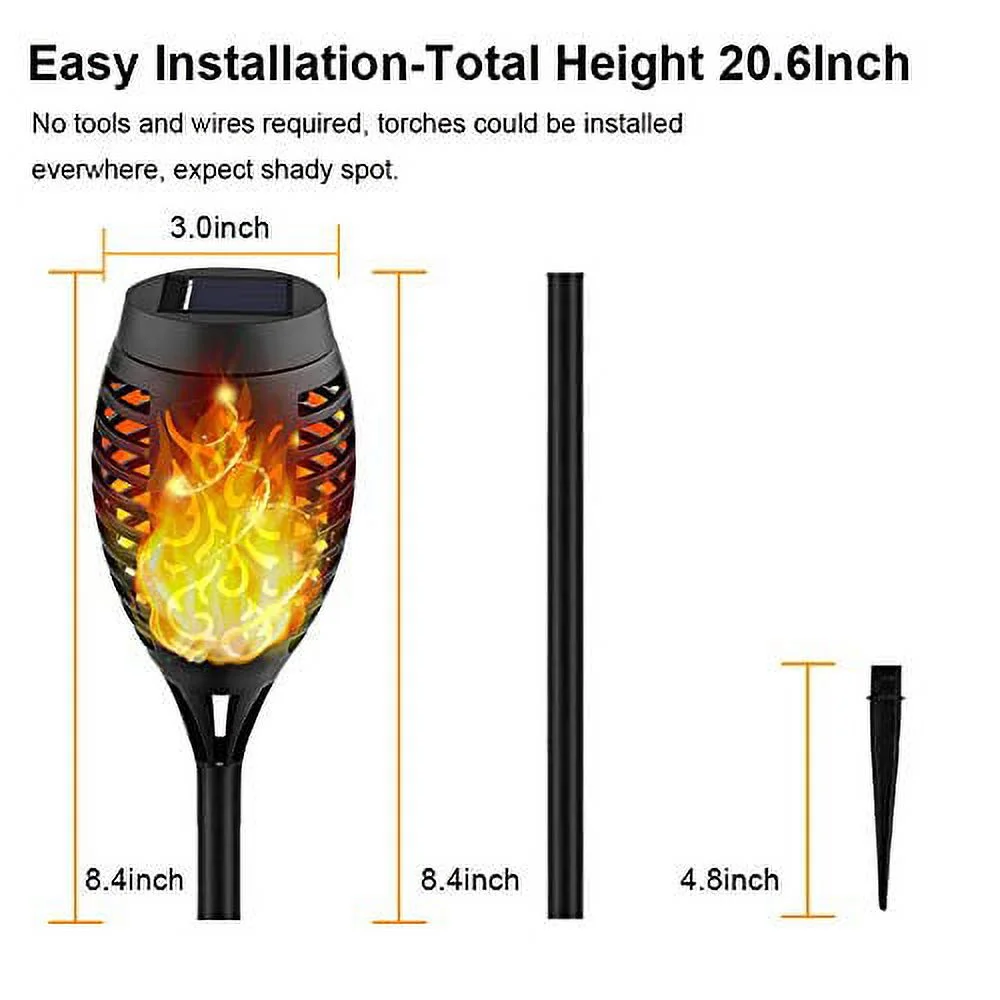 Kurifier Solar Lights Outdoor, 12LED-8Pack Solar Torch Light with Flickering Flame, Security&Waterproof/Festive&Romantic Decoration Landscape Tiki Torches for Yard, Patio, Garden-Auto On/Off