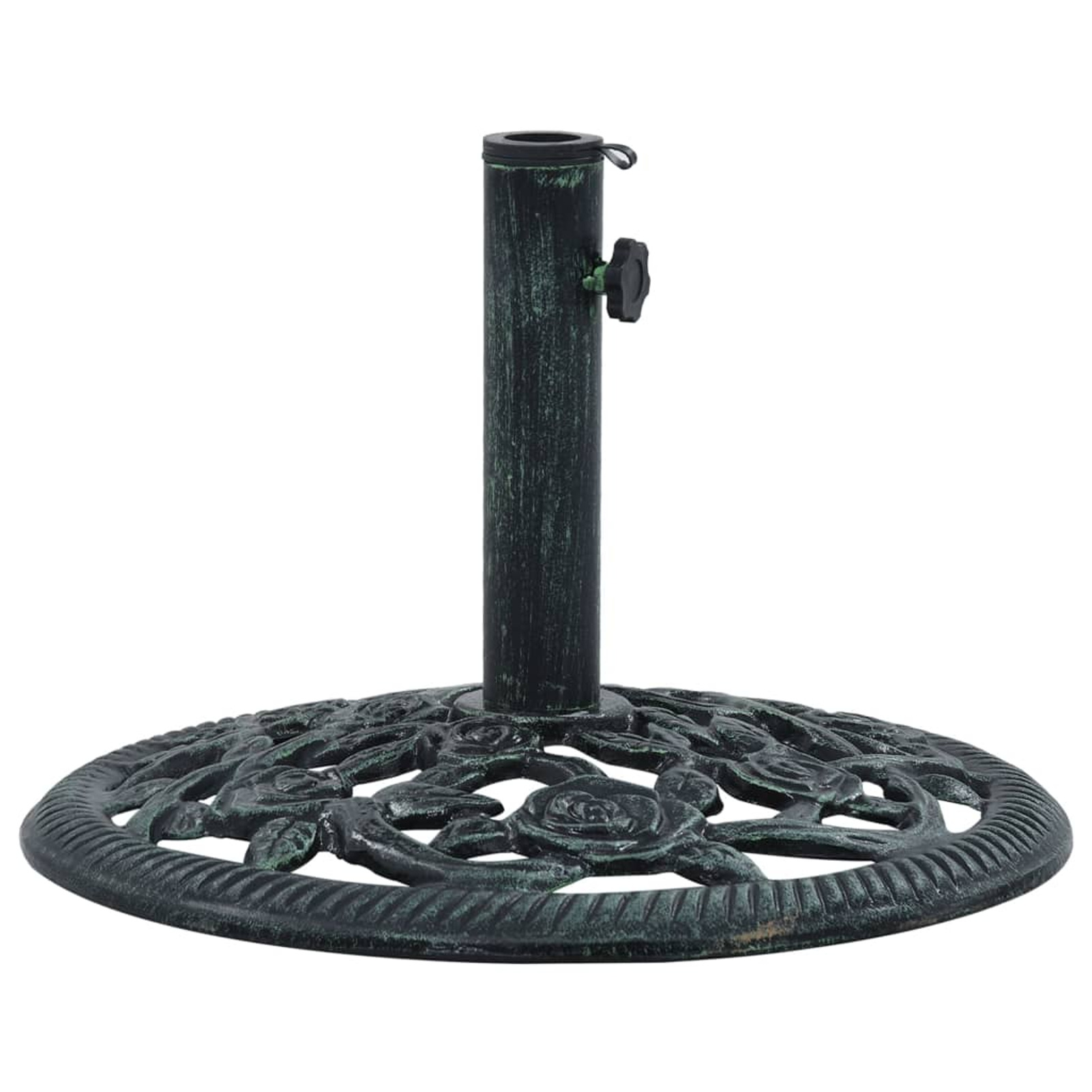 moobody Umbrella Base Round Cast Iron Garden Parasol Pole Holder Sun Beach Umbrella Stand Green for Lawn, Patio Outdoor Furniture 15.7 x 12.6 Inches (Diameter x H)