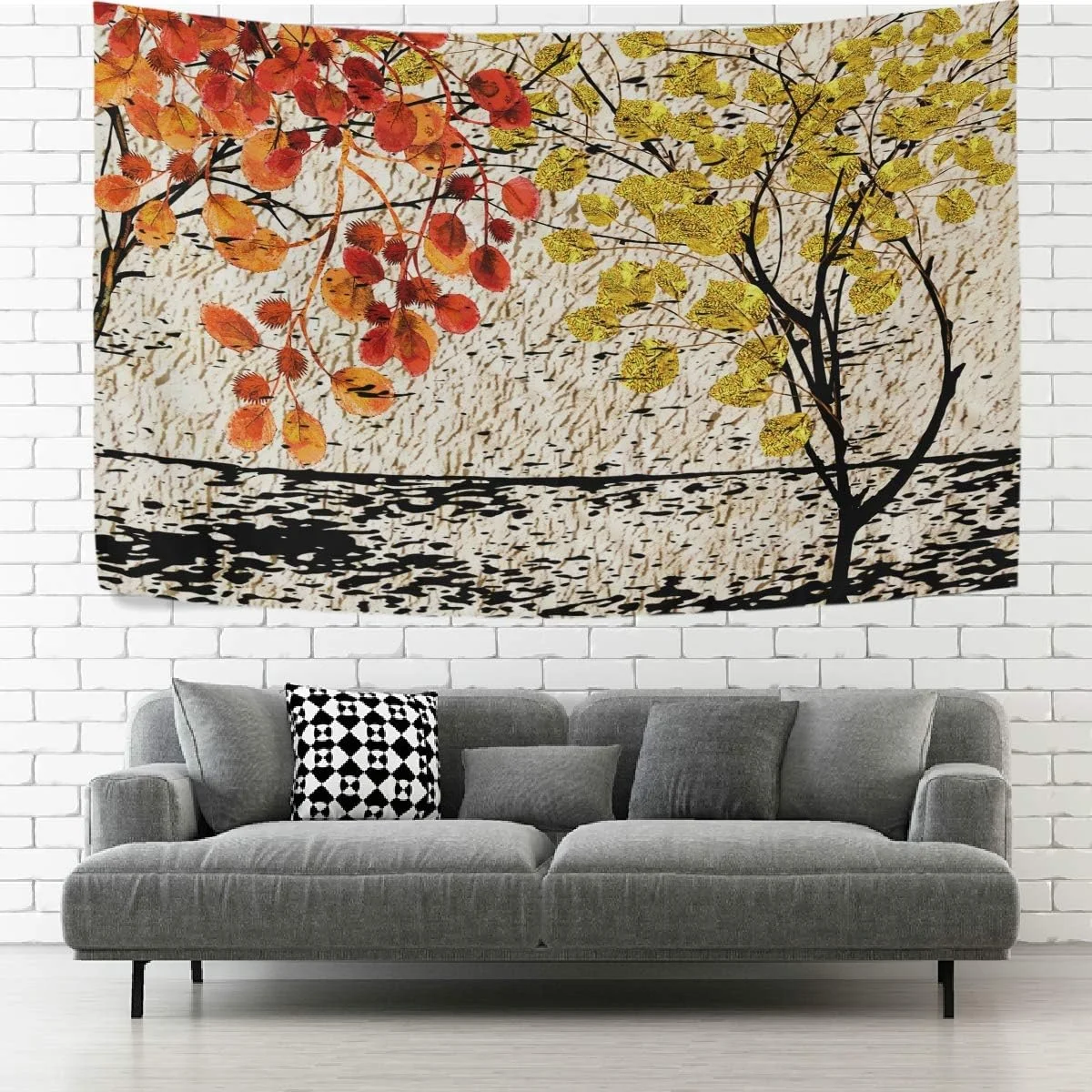 Hyjoy Tapestry Rainbow Dogs Paw Footprints Black Tapestry Wall Hanging Decorative Wall Tapestries Wall Art Wall&nbsp;Blanket&nbsp;Bedding Tapestry for Bedroom Living Room Dorm Home Decor 60