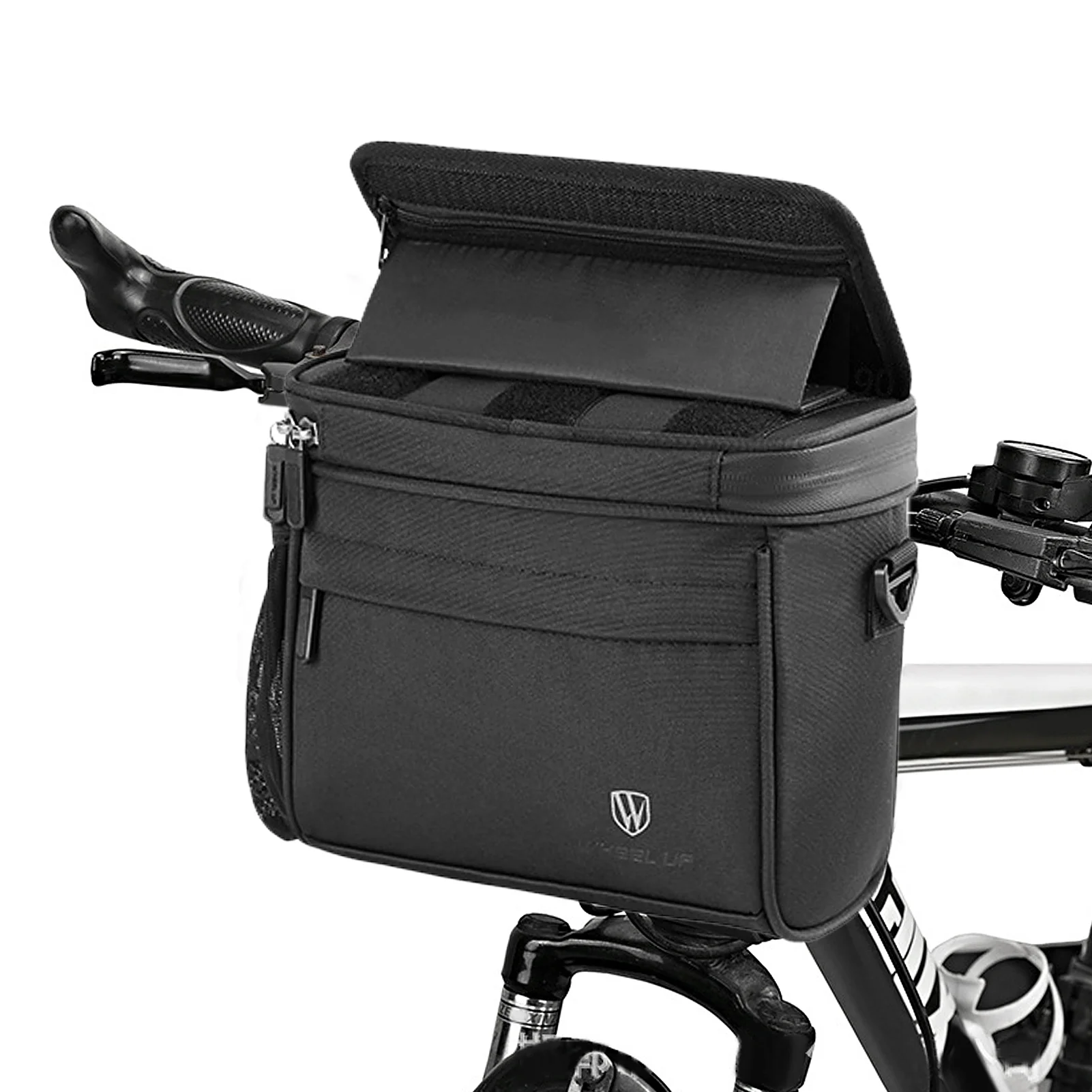 WHEEL UP Touch Screen Bike Front Frame Bag Waterproof Phone Bag Phone Holder EVA Handlebar Bag Cycling Front Storage Bag for 7in Large Screen