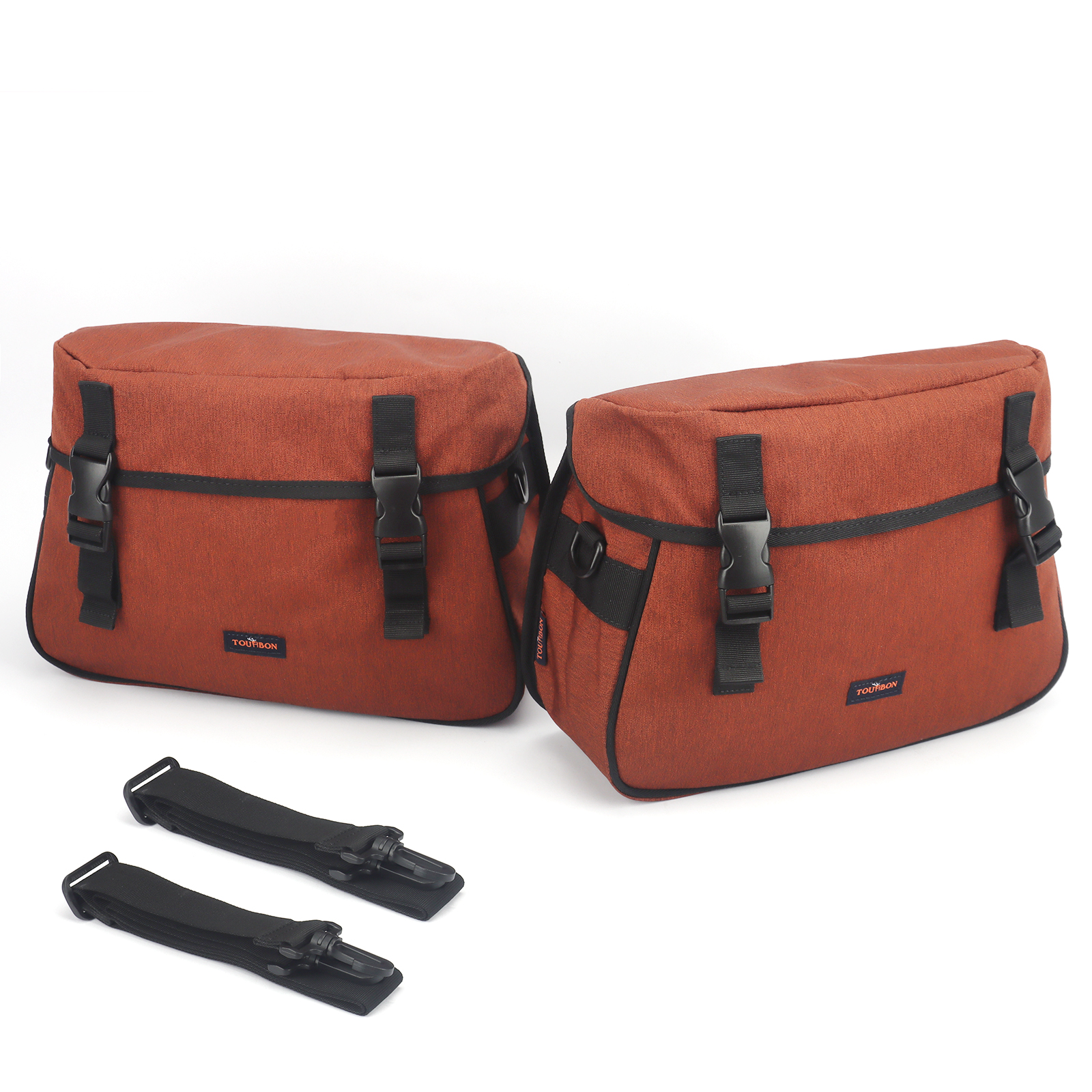 TOURBON Nylon Double Brown Bike Panniers Bicycle Rear Backseat Luggage Rack Motorcycle Tail Seat Bag