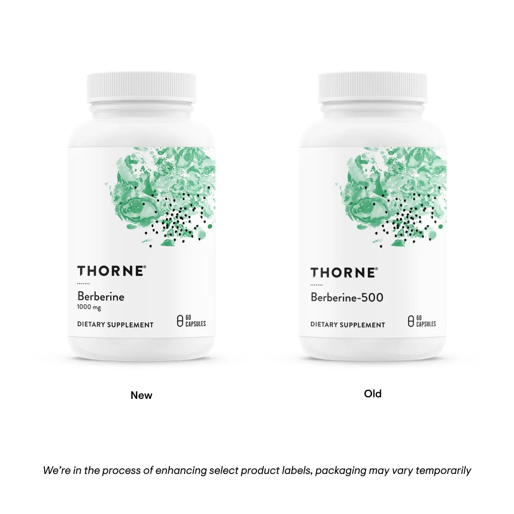 Thorne Berberine 1000 mg per Serving, Botanical Supplement, Support Heart Health, Immune System, Healthy GI, Cholesterol, Gluten-Free, Dairy-Free, 60 Capsules, 30 Servings