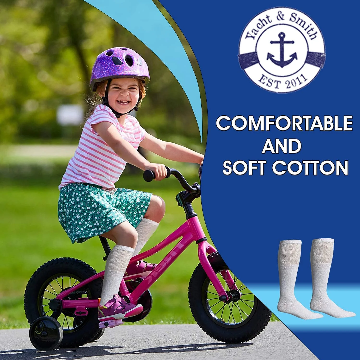 Yacht & Smith Kids & Children's Cotton Tube Socks, Wholesale Bulk Pack Referee Style, Boys Girls