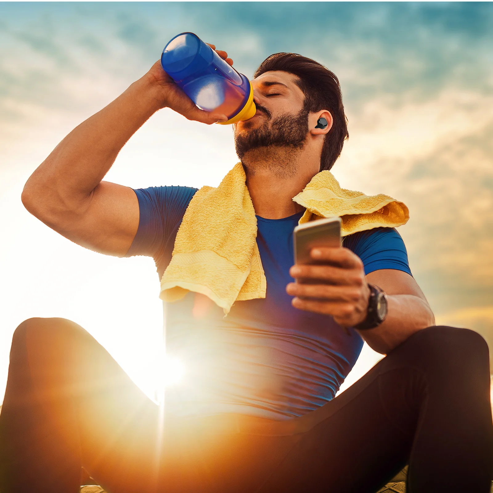 UrbanX X7 Sports True Wireless Earbuds 5.0 IPX5 Waterproof Touch Control Earbuds with Mic Earphones in-Ear Deep Bass Built-in Mic Bluetooth Headphones For LG W11 - Black