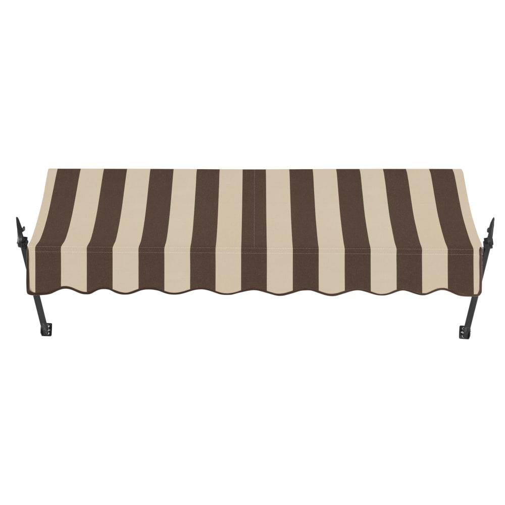 Awntech 5.375 ft New Orleans Fixed Awning Acrylic Fabric, Brown/Tan Stripe