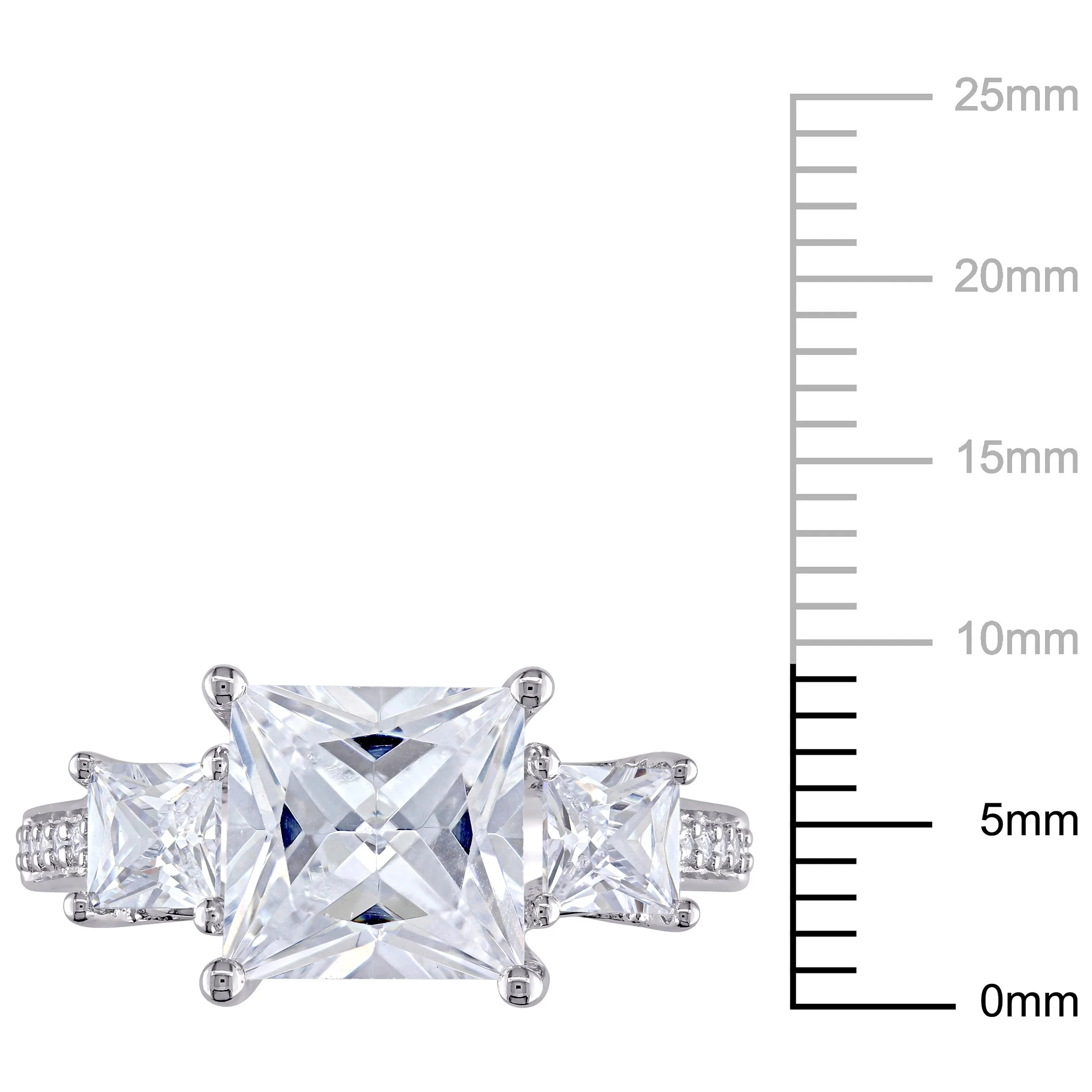 Miabella Women's 6-5/8 Carat T.G.W. Square-Cut and Round-Cut White Cubic Zirconia Sterling Silver 3-Stone Engagement Ring