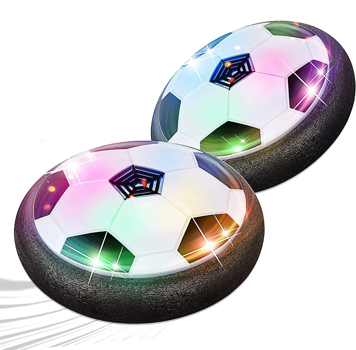 Duslogis Hover Soccer Ball, Hover Ball Set of 2 with LED Lights and Soft Foam Bumpers, Soccer Gifts for Boys Toddler, Kids Toys for 3-16 Year Old Indoor Games
