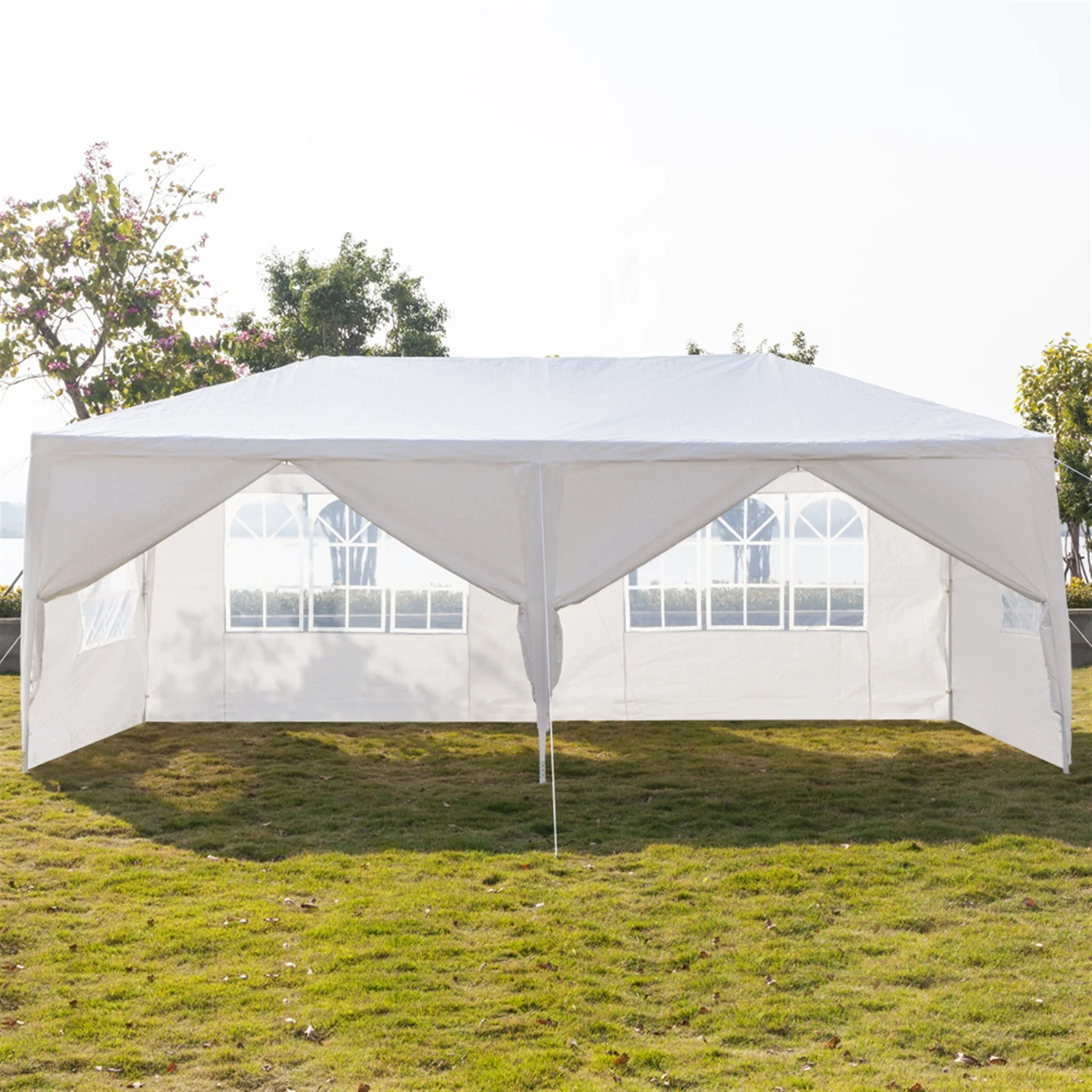YeekTok 3 x 6m Tent Six Sides Two Doors Waterproof with Spiral Tubes White
