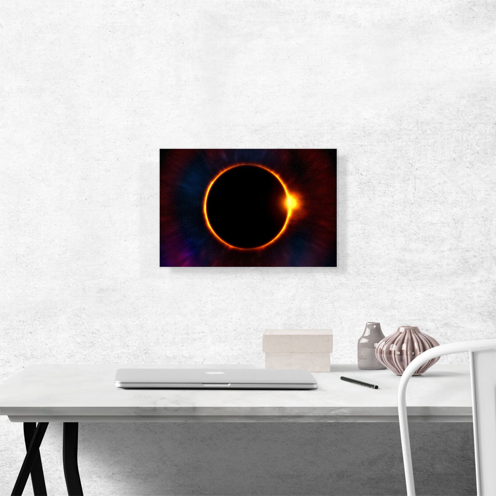 ARTCANVAS Solar Eclipse Moon Blocking Out Sun Rectangle Canvas Art Print - Size: 18