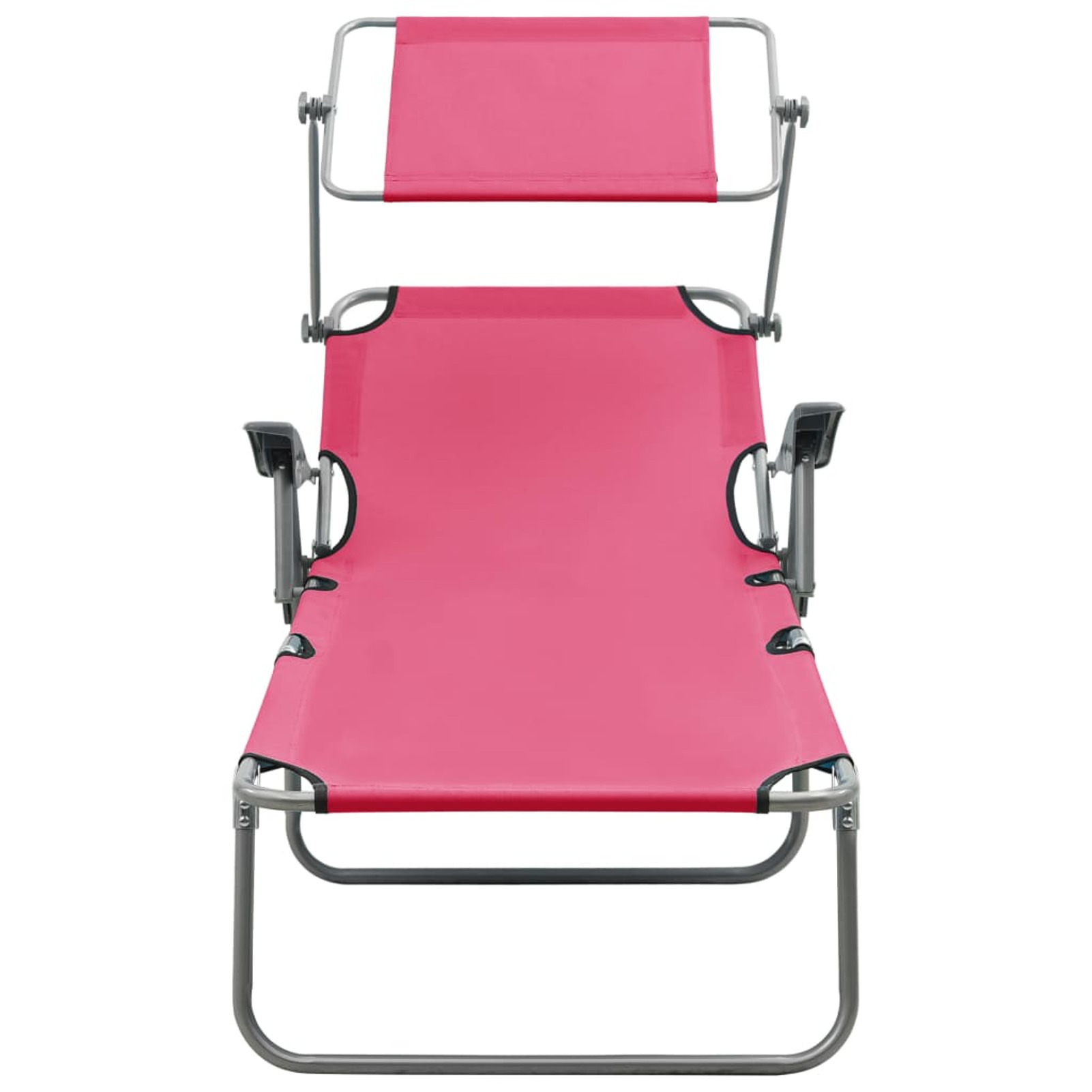 OWSOO Sun Lounger with Canopy Steel Pink