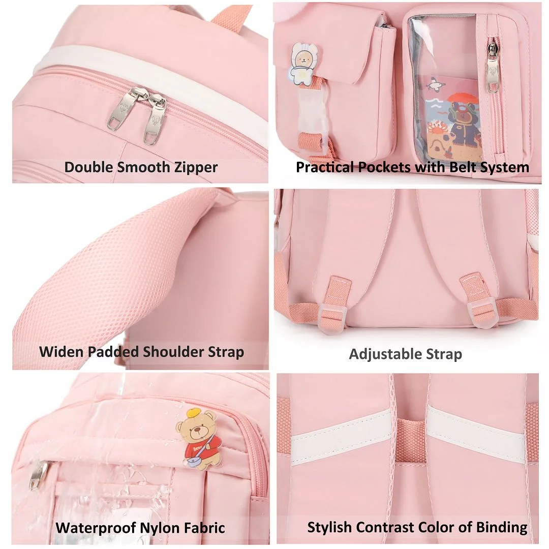 Laptop Backpacks 16 Inch School Bag College Backpack Large Travel Daypack Kawaii Bookbags for Teens Girls Women Students（Pink）