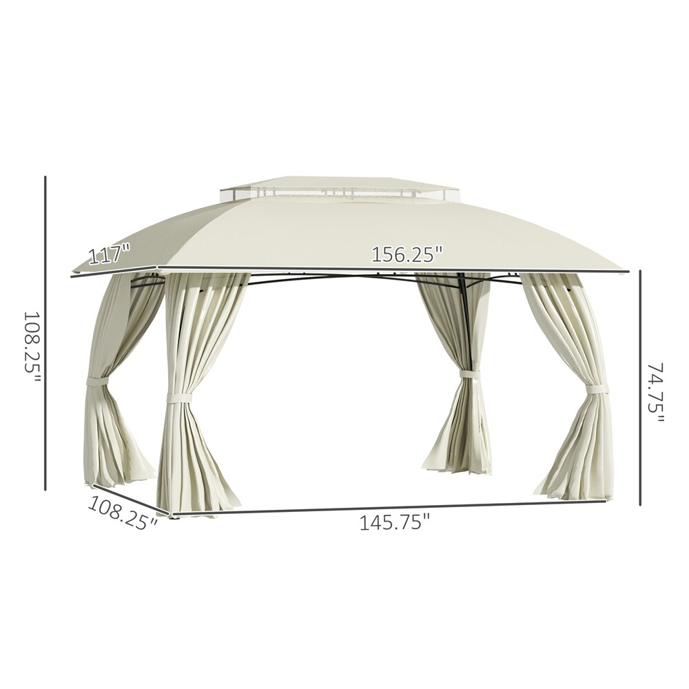 DEELIGHT Double Vented Roof  Patio Gazebo w/ Steel Frame and Curtain Sidewalls