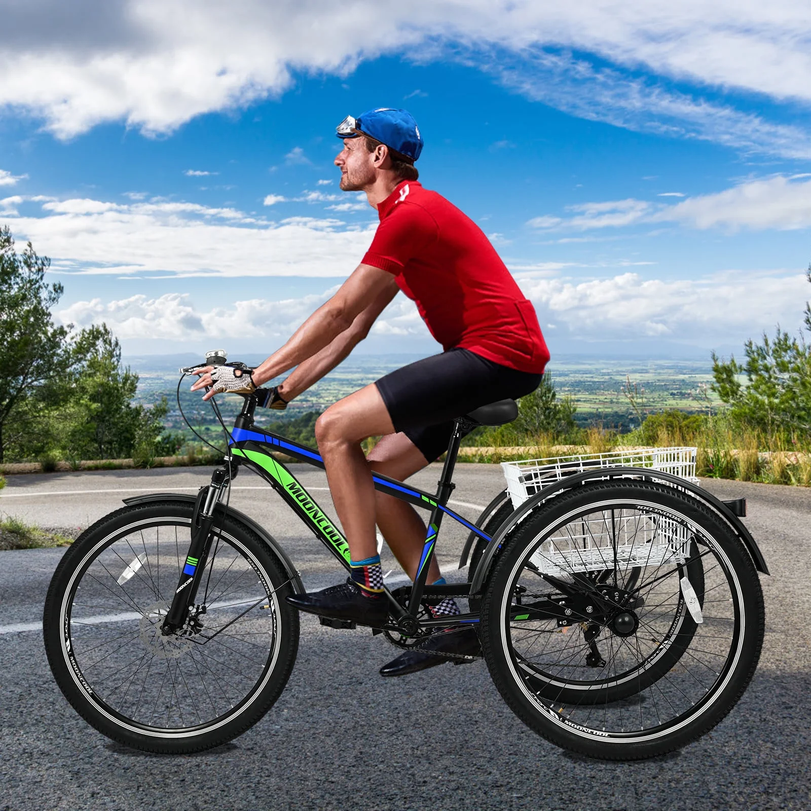 Lilypelle Adult Mountain Tricycle 24/26/27.5 Inch Low step through Mountain Bike Cruiser Trikes for Adults 7 Speed Three Wheel Trike Bike Bicycle with Large Basket