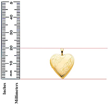 14K Yellow Gold Polished Love Heart Shaped Locket Pendants with 0.8mm Snake Chain - More Lockets (TGDJ-619, 16.0 Inches)