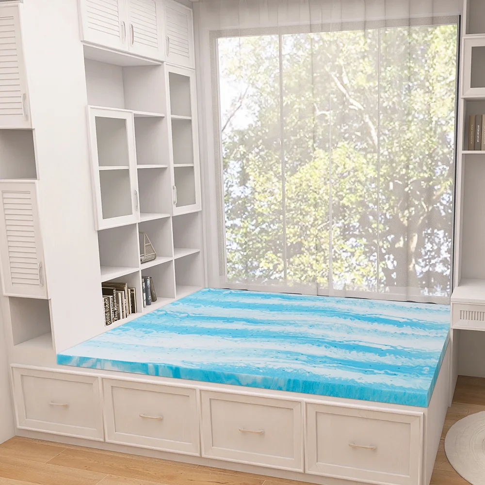 Hcore 2 Inch Cooling Gel Memory Foam Mattress Topper, Medium Firm Mattress Topper for Pressure Relief & Temperature Regulation