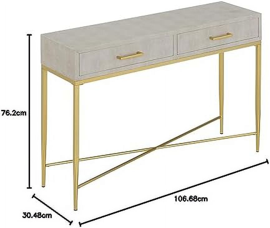 HBBOOMLIFE Ashley Console Table  White Scallop/Gold