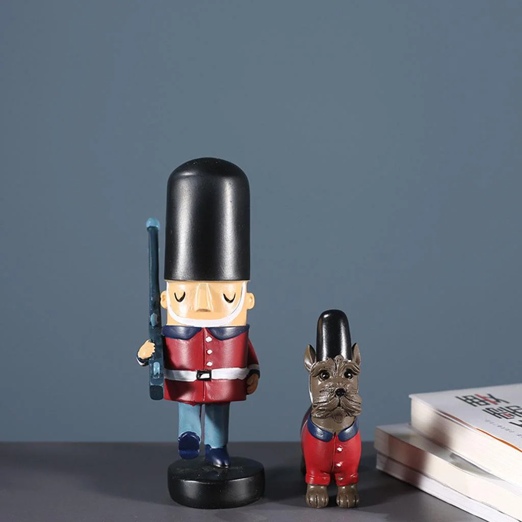 Wooden Nutcrackers and Dog Table Decorations for Christmas Holiday Figures Puppet Doll Gifts and family Red