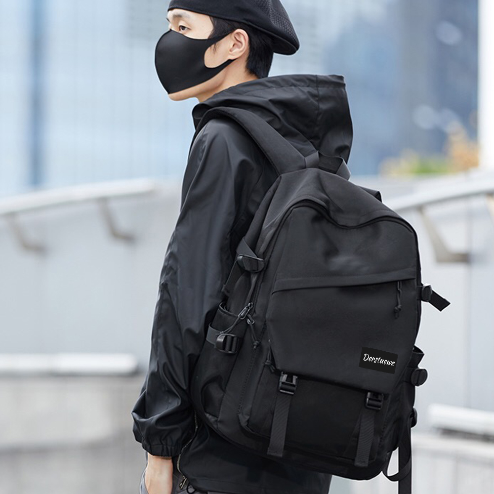 Derstuewe Lightweight School Bag College Laptop Backpack for Boy and Girls, Black Color