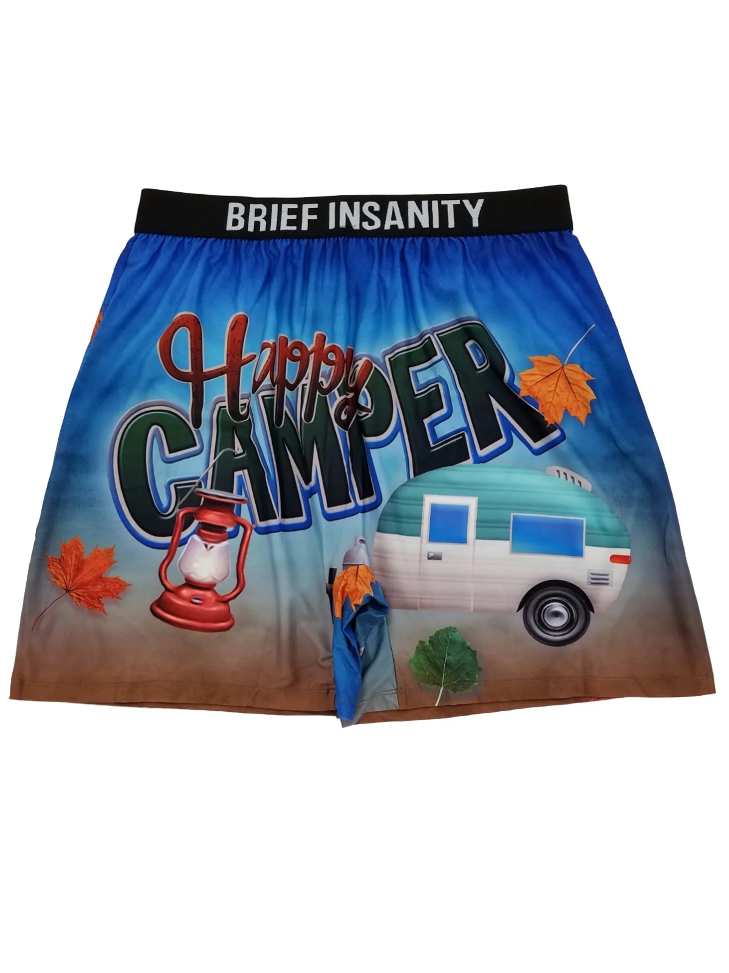 Brief Insanity Mens Happy Camper Novelty Underwear Boxer Shorts S
