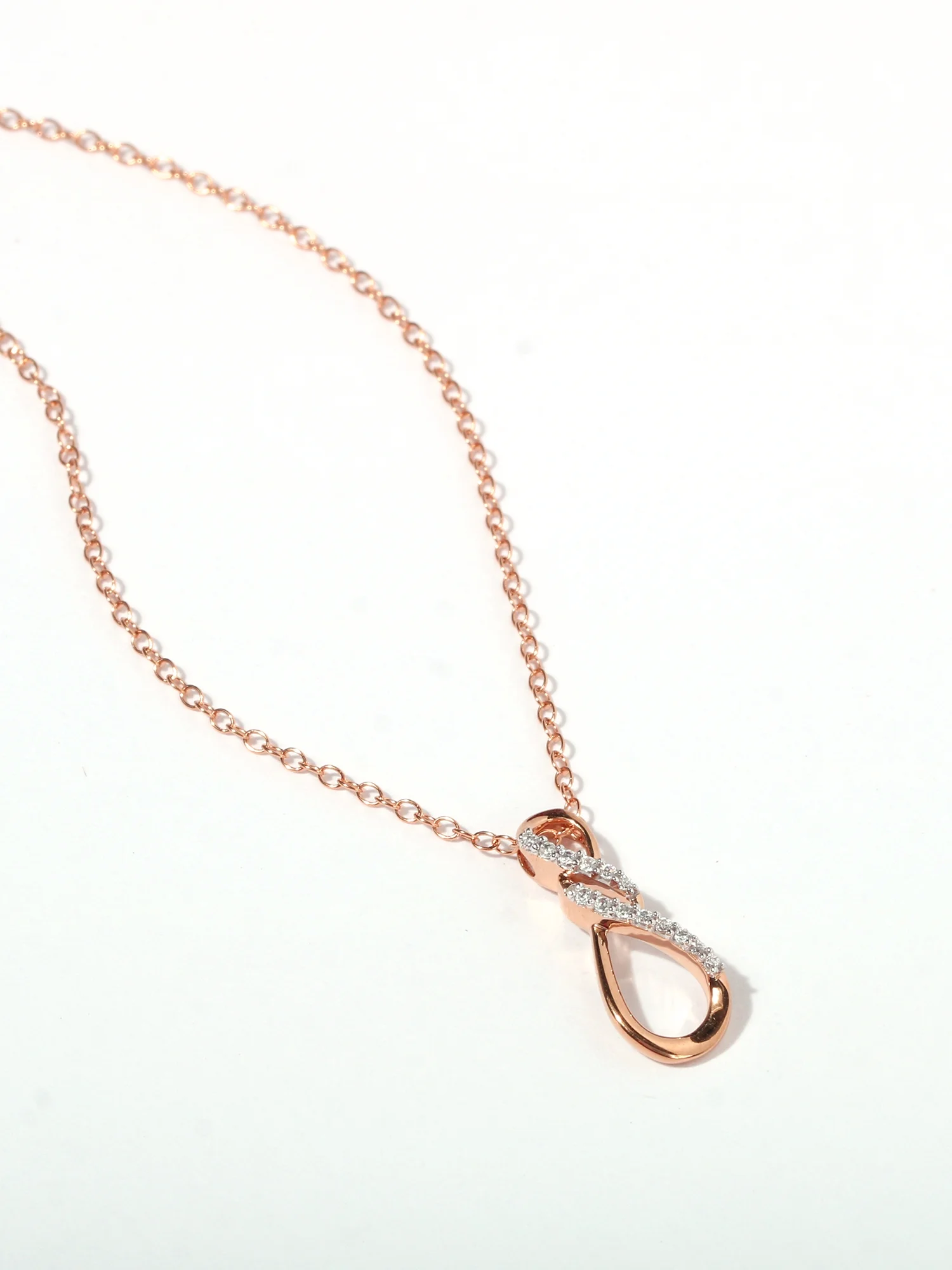 Imperial 10K Rose Gold 1/15Ct Diamond Infinity Pendant Necklace for Women