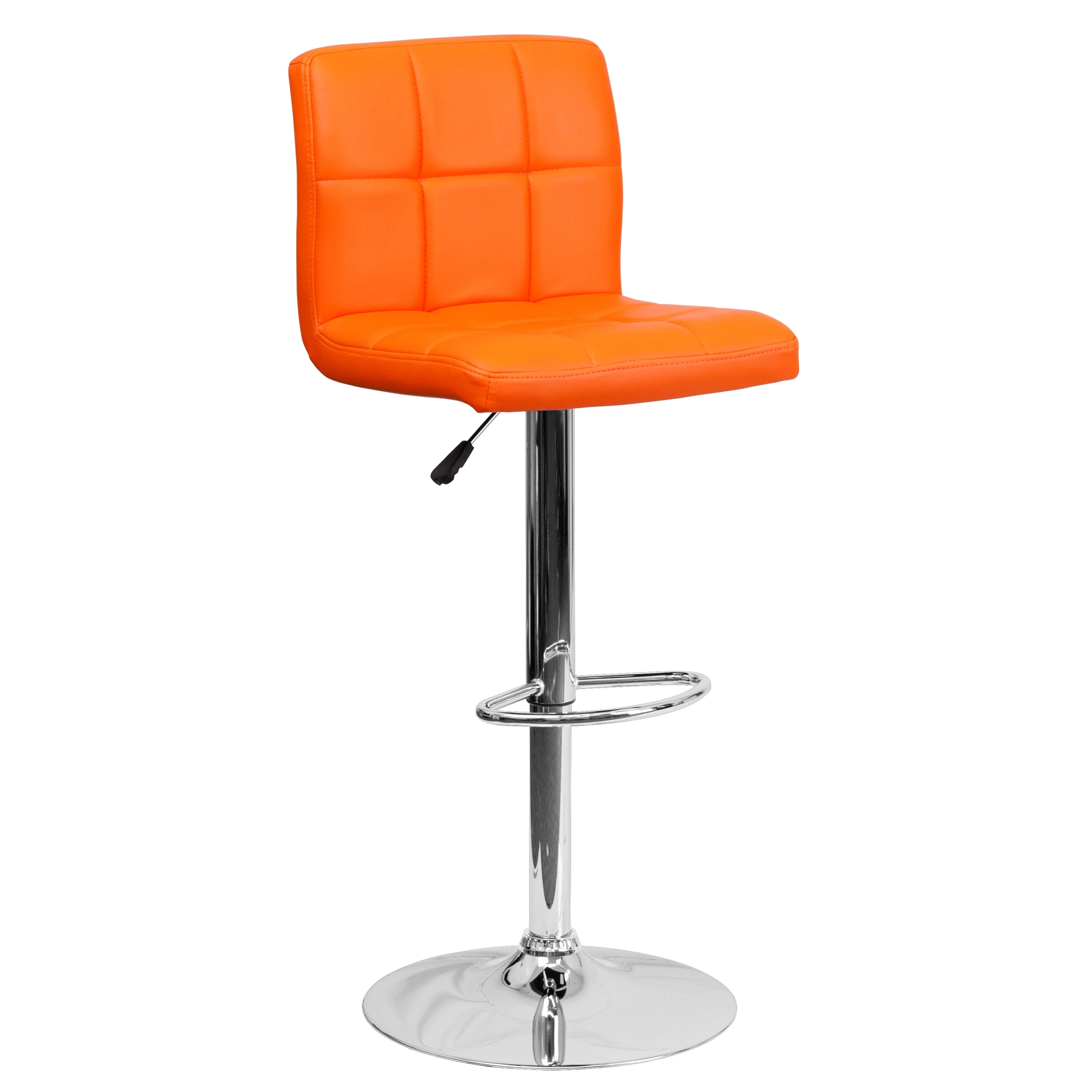 Flash Furniture Contemporary Orange Quilted Vinyl Adjustable Height Barstool with Chrome Base