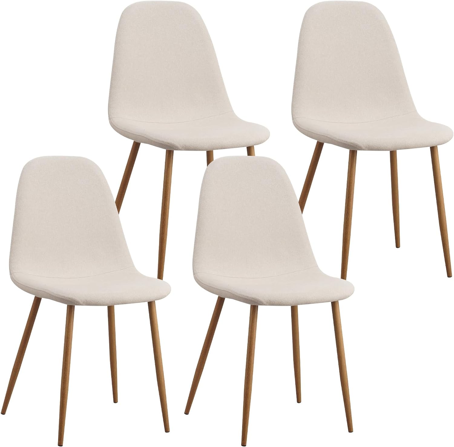 Faux Leather Dining Side Chairs Set of 4, Dining Room Chairs Comfortable Upolstered Cushion Seat with Metal Legs for Home Kitchen,Camel Brown