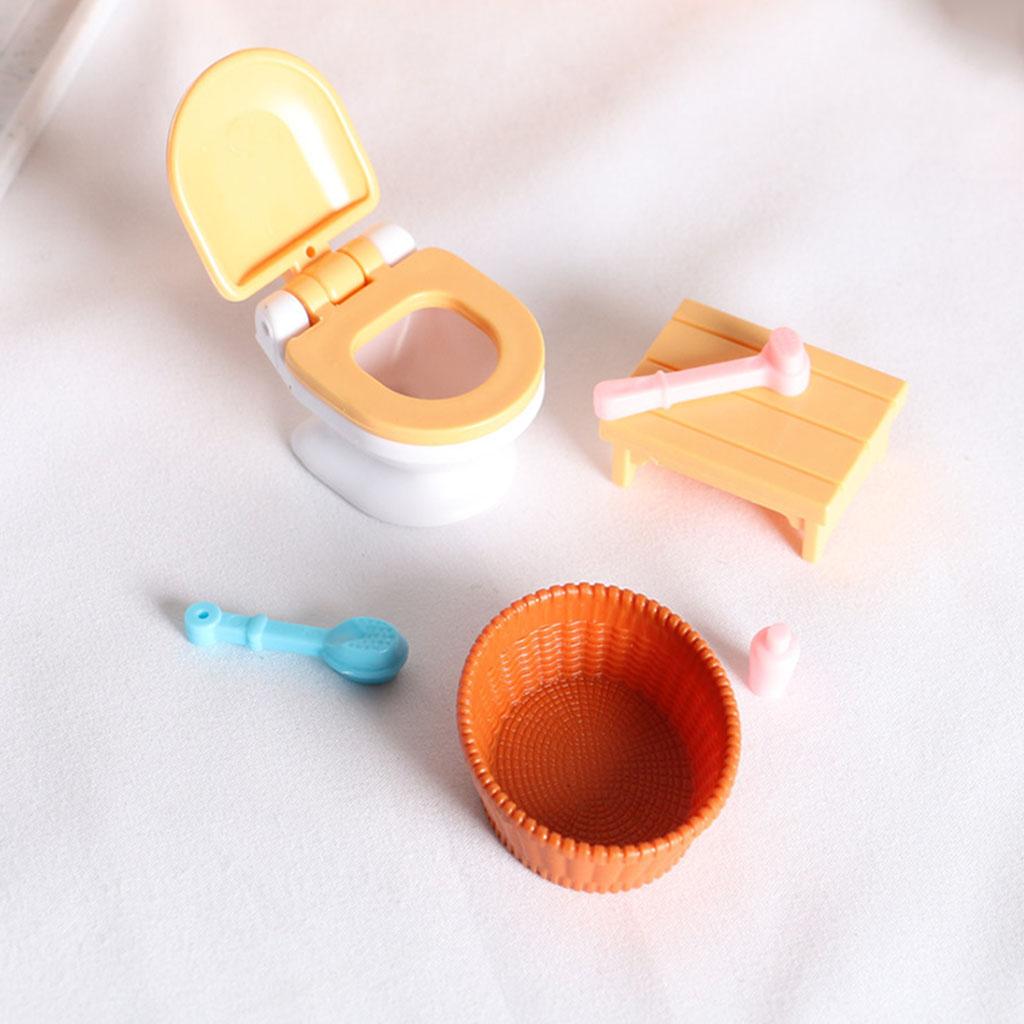 1:12 Dollhouse Modern Bathroom Bathtub Toilet, 1/6 Dollhouse Miniatures Bathtub Mini Toothbrush Cup Doll Tub Furniture Kids