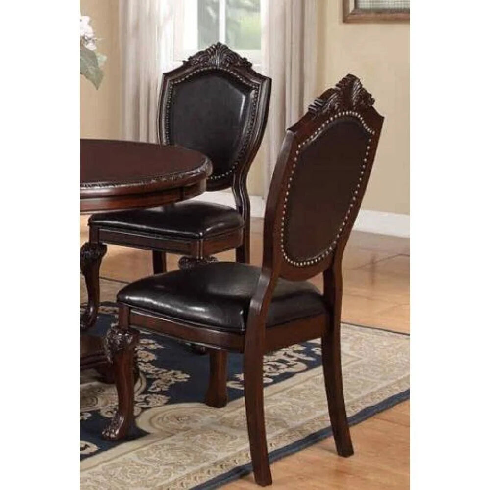 Set of 6 Dining Chairs Brown Antique Traditional Look Kitchen Dining Room Furniture Majestic Design Formal Comfort Chair