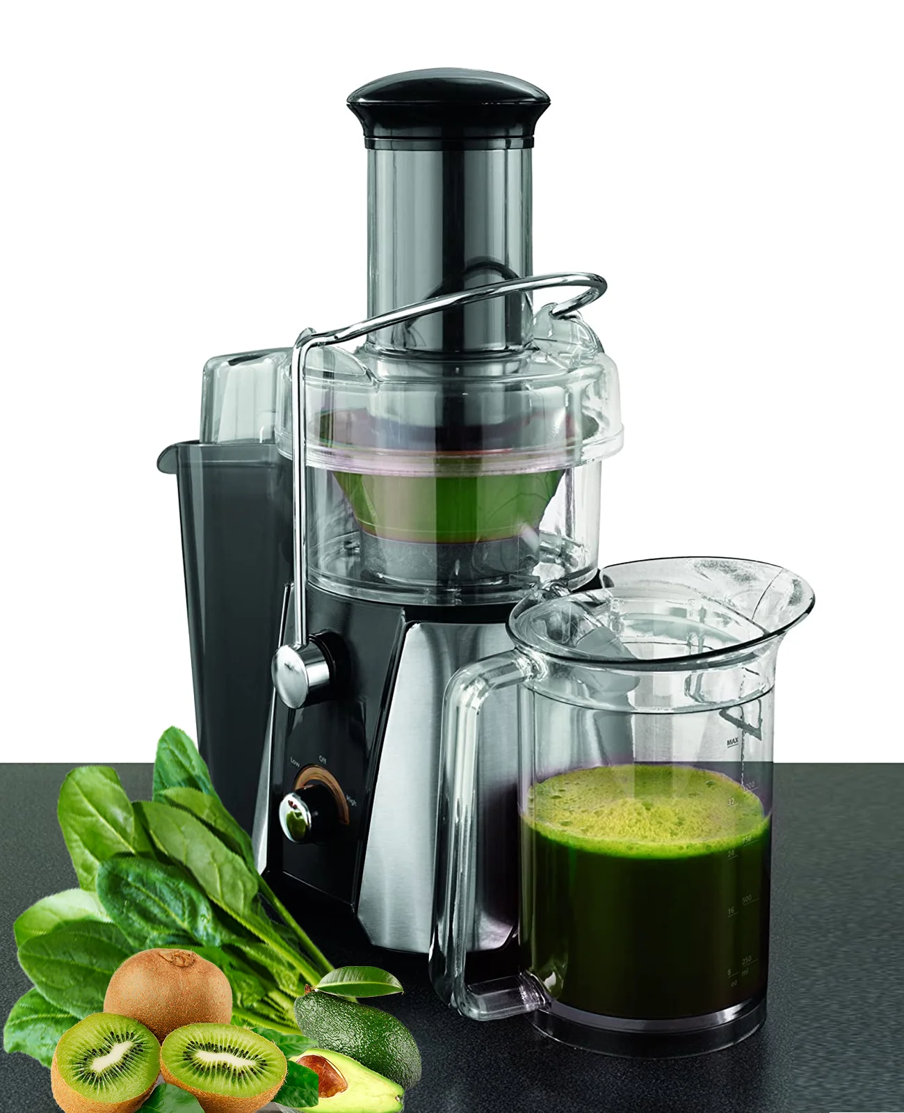 Juice Extractor for Fruits & Vegetables - 2-Speed Modes Easy to Clean (Silver)